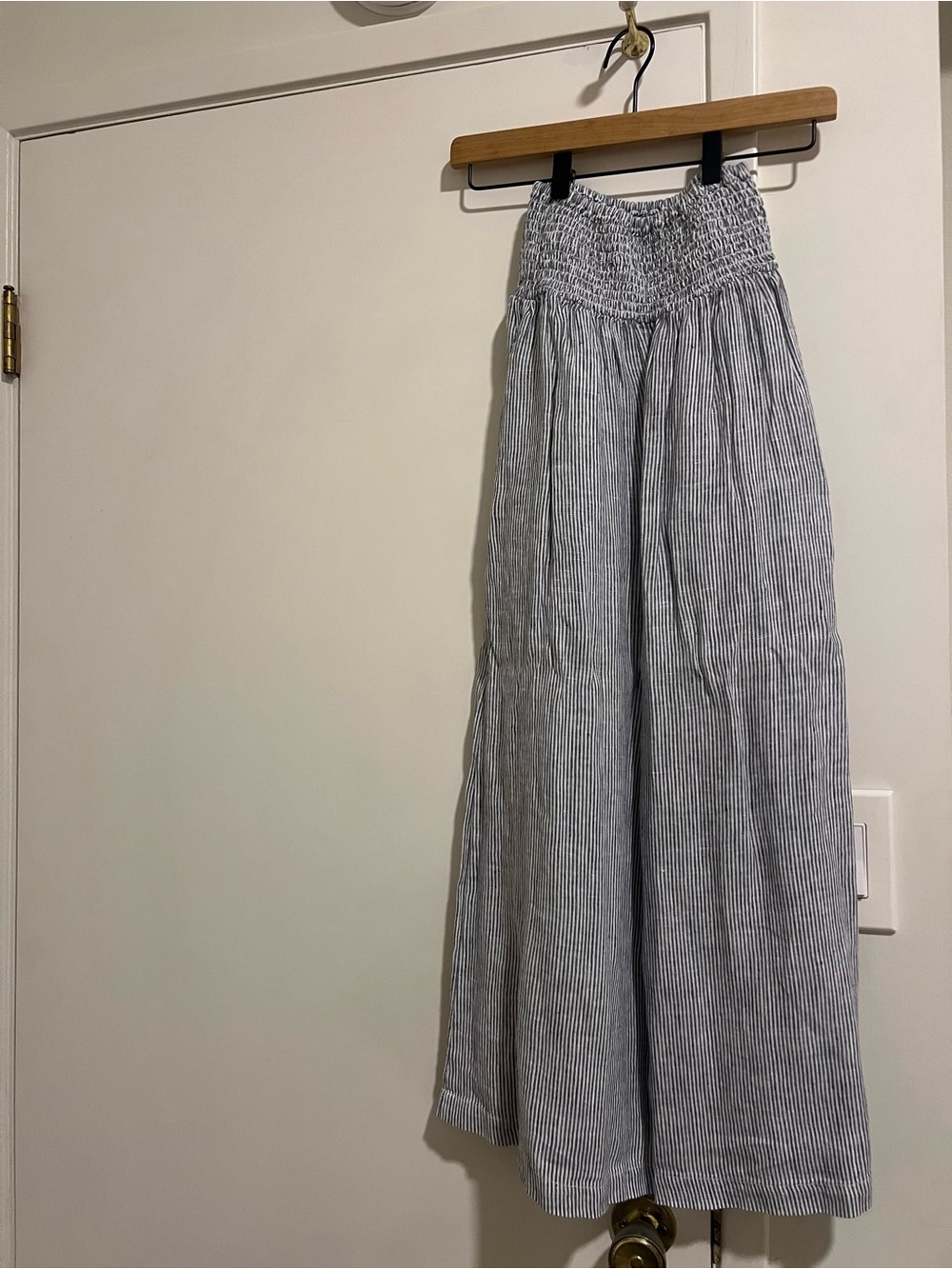 Tahari Blue and White Striped Wide-Leg Skirt